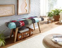 Sitzbank FineBuy Bettbank Samt 117 cm Patchwork Flurbank Polsterbank Bank Modern – Ansicht 2