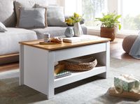 Couchtisch FineBuy Wohnzimmertisch Weiß 85x47x42cm Sofatisch Tisch mit Stauraum – Ansicht 2