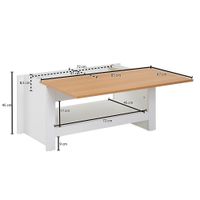 Couchtisch FineBuy Wohnzimmertisch Weiß 85x47x42cm Sofatisch Tisch mit Stauraum – Ansicht 3