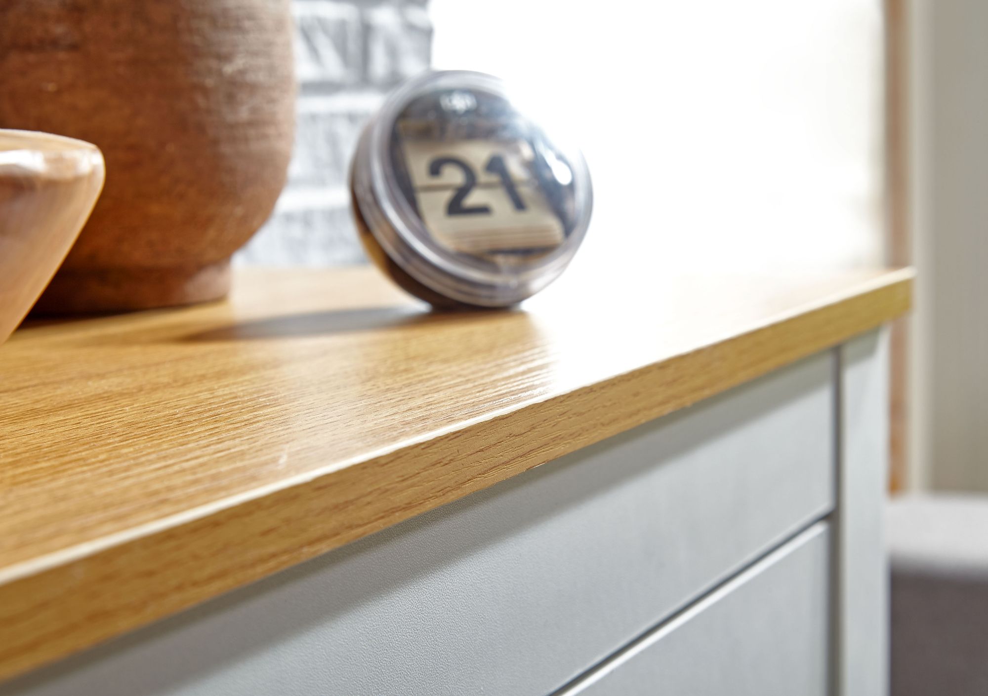 FineBuy Sideboard mit 3 Schubladen 79x81x35 cm Kommode Weiß / Eiche Modern, Design Anrichte Hoch mit Tür, Schubladenkommode Wohnzimmer | Farbe: Weiß