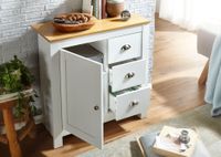 Sideboard 80 cm MDF Weiß & Eiche Dekor Design Kommode mit 3 Schubladen & 1 Tür – Ansicht 4