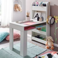 Kinderschreibtisch FineBuy Weiß 90x50x110 cm Schülerschreibtisch Tisch mit Regal – Ansicht 1