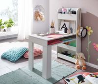 Kinderschreibtisch FineBuy Weiß 90x50x110 cm Schülerschreibtisch Tisch mit Regal – Ansicht 2