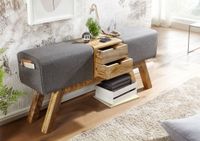 Sitzbank FineBuy Turnbock Stoff 120 cm Grau Springbock Stauraum Turnhocker Bank – Ansicht 4