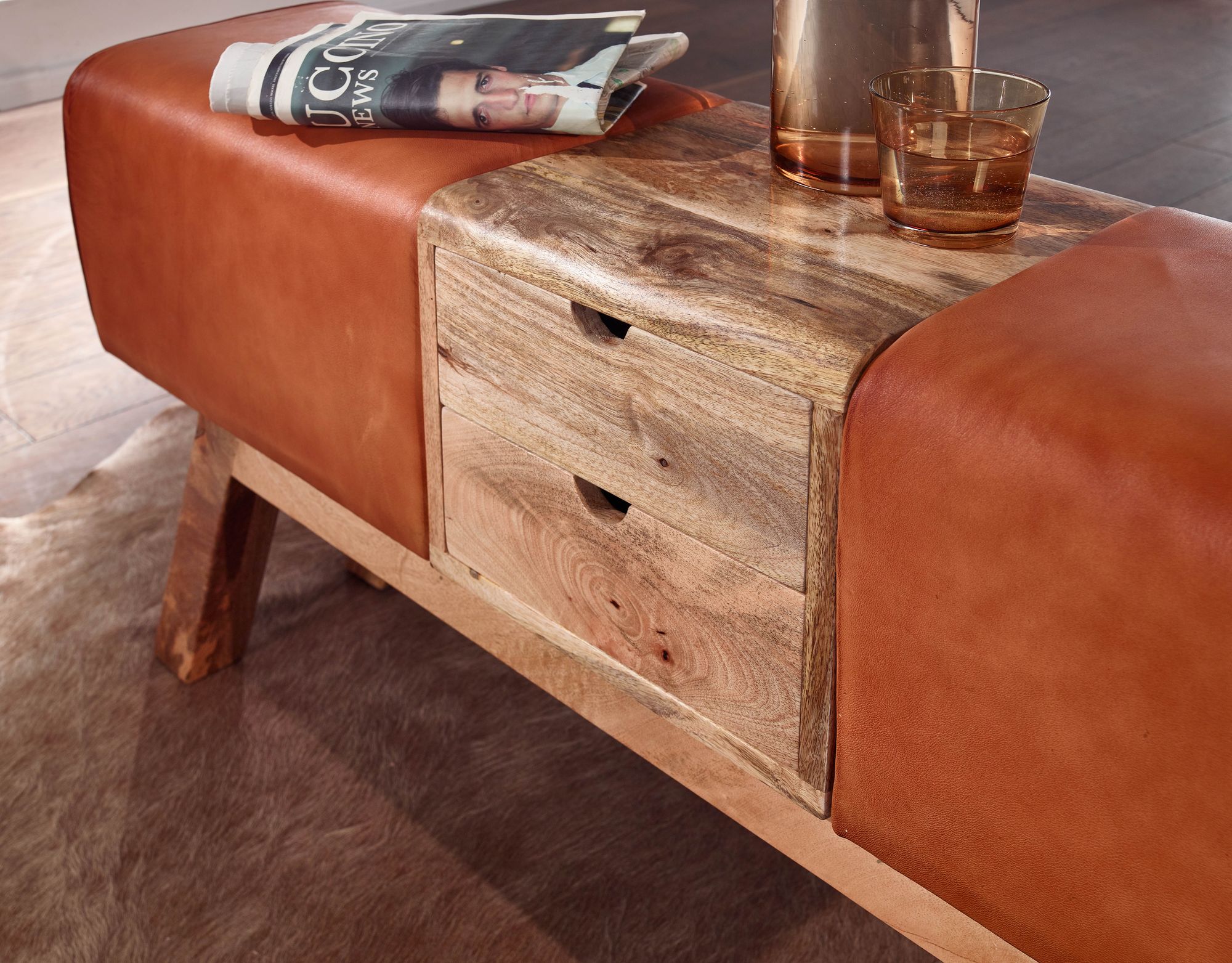 FineBuy Design Turnbock Sitzbank Braun mit Schubladen 120x56x30 cm, Turnhocker Bank aus Echtleder mit Stauraum, Hocker Garderobenbank Sitzhocker Springbock Turnbank | Farbe: Braun FineBuy Design Turnbock Sitzbank Braun mit Schubladen 120x56x30 cm, Turnhocker Bank aus Echtleder mit Stauraum, Hocker Garderobenbank Sitzhocker Springbock Turnbank | Farbe: Braun