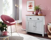 Sideboard MDF Weiß - Eiche 80cm Kommode mit 2 Schubladen & 2 Türen modernes Design – Ansicht 2