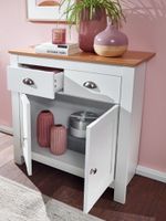 Sideboard MDF Weiß - Eiche 80cm Kommode mit 2 Schubladen & 2 Türen modernes Design – Ansicht 5