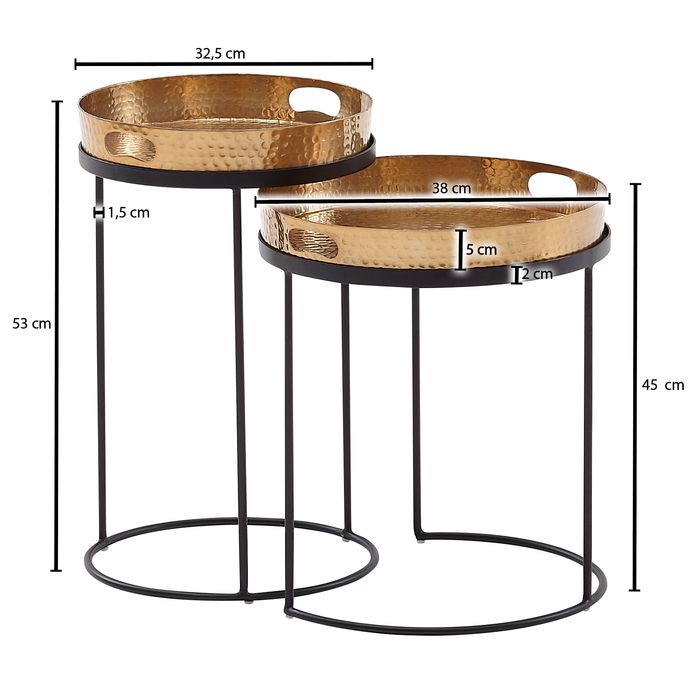 Beistelltisch FineBuy Sofatisch Set Metall Tabletttisch Couchtisch Tisch Rund – Maßzeichnung