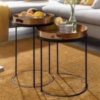 Beistelltisch FineBuy Sofatisch Set Metall Tabletttisch Couchtisch Tisch Rund – Ansicht 1