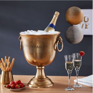SV73637 FineBuy Champagnerkühler 28,5x37,5x28,5 cm Aluminium Massiv Sektkühler Groß, Flaschenkühler Getränkekühler Tisch, Kühler für Champagner - Wein - Sekt