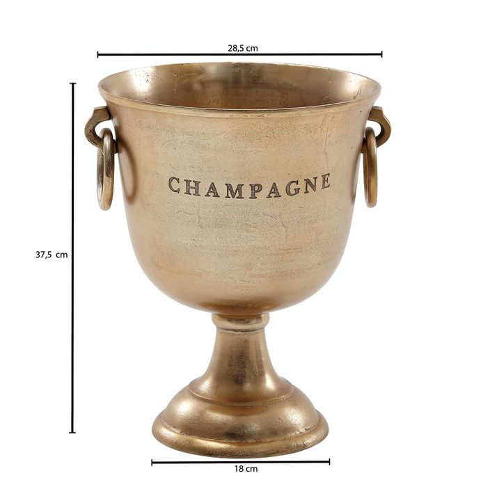 Champagnerkühler FineBuy Flaschenkühler 28,5x37,5x28,5 cm Sektkühler Groß Massiv – Maßzeichnung