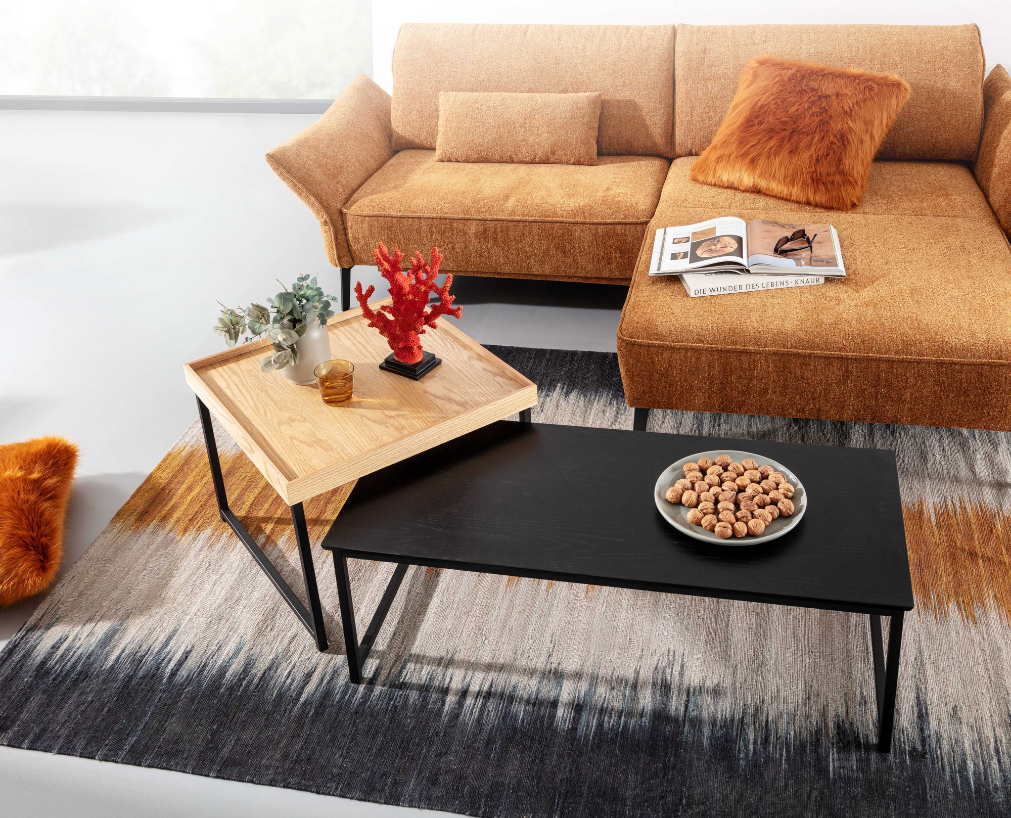 Couchtisch FineBuy Sofatisch 2er Set Holz Metall Satztisch Tisch Modern Design – Ansicht 4