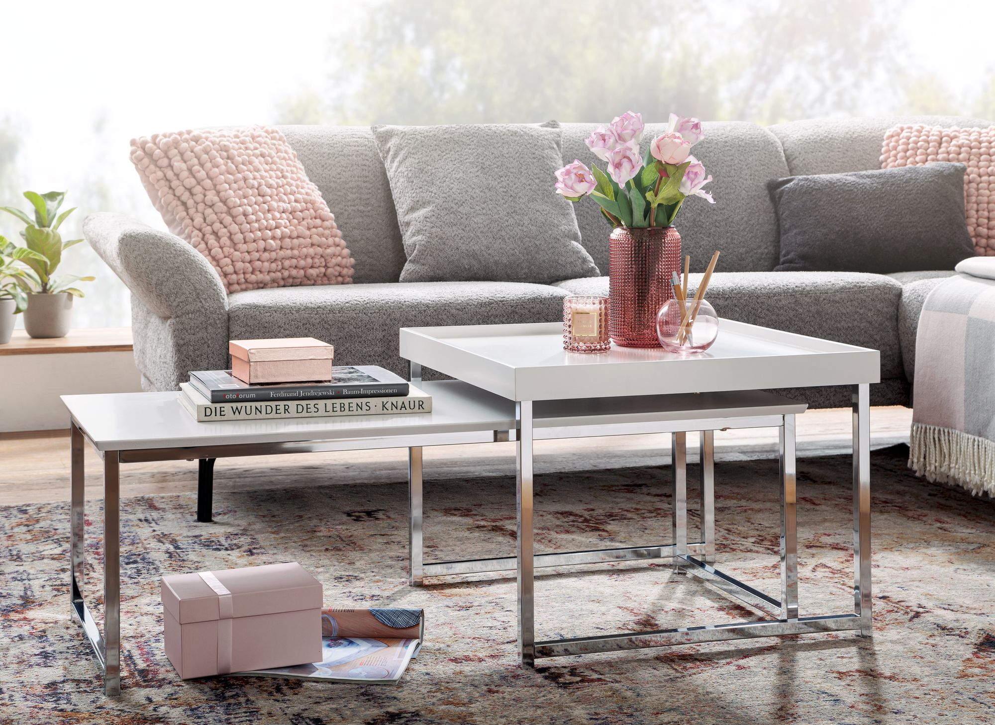 Couchtisch FineBuy Sofatisch 2er Set Holz Metall Satztisch Tisch Modern Design – Ansicht 2