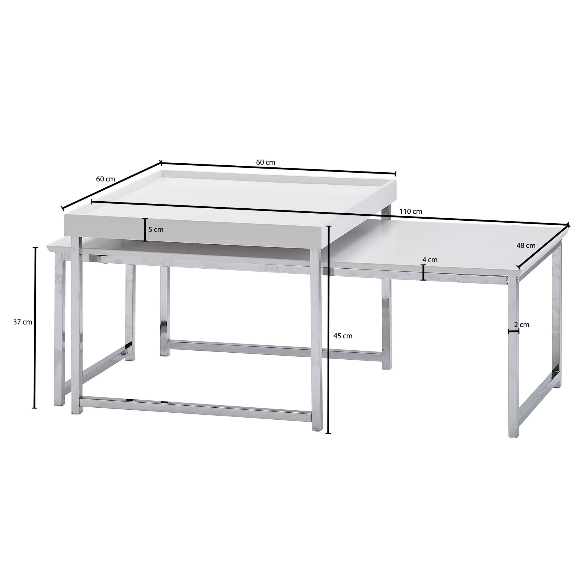Couchtisch FineBuy Sofatisch 2er Set Holz Metall Satztisch Tisch Modern Design – Ansicht 3