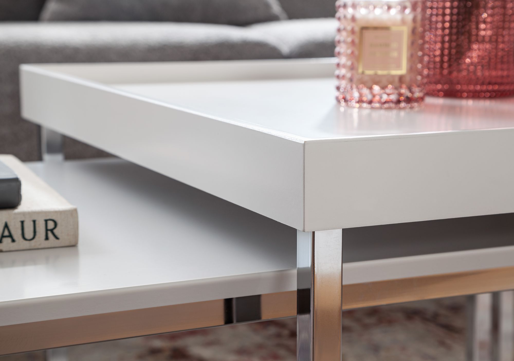 Couchtisch FineBuy Sofatisch 2er Set Holz Metall Satztisch Tisch Modern Design – Ansicht 5