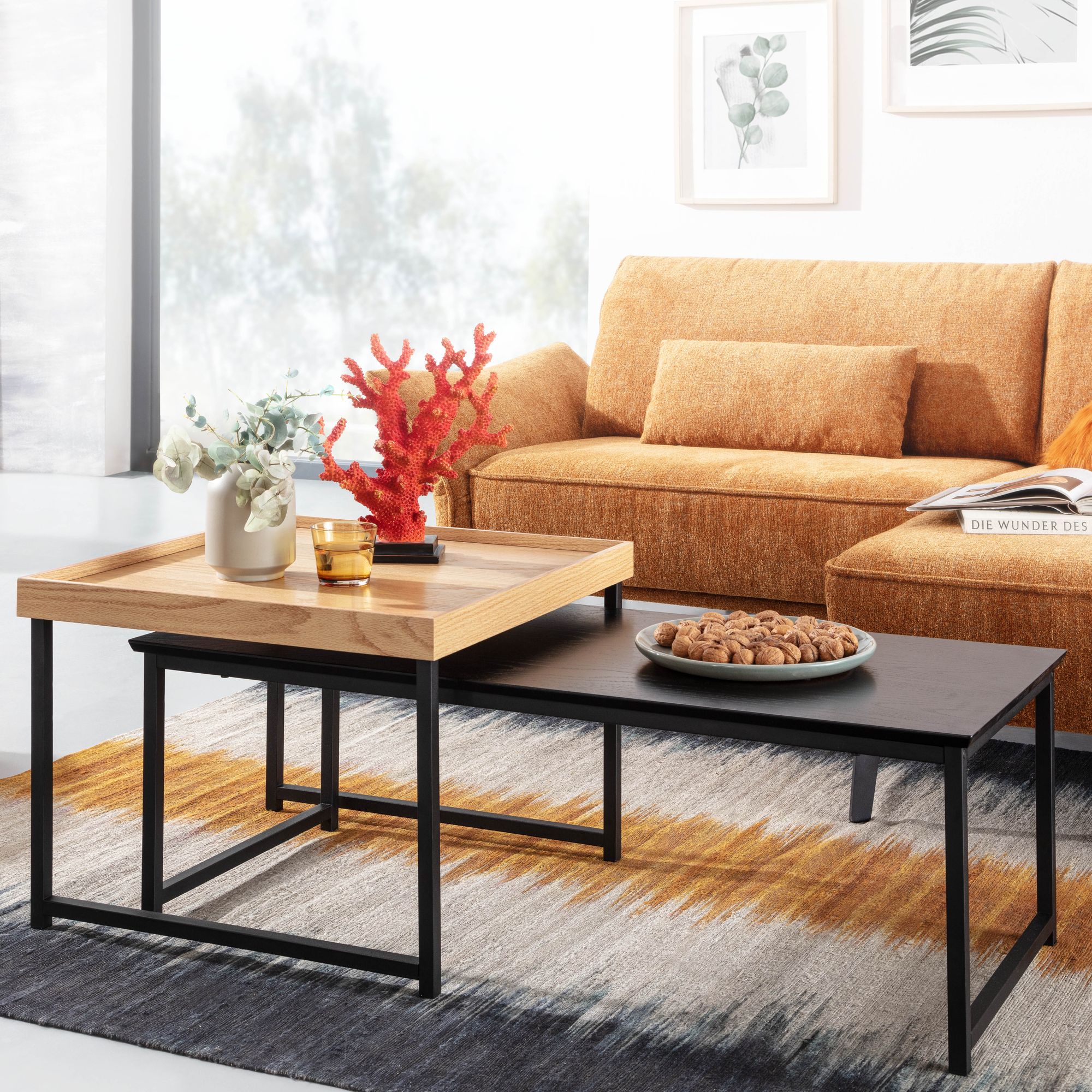 Couchtisch FineBuy Sofatisch 2er Set Holz Metall Satztisch Tisch Modern Design – Ansicht 1