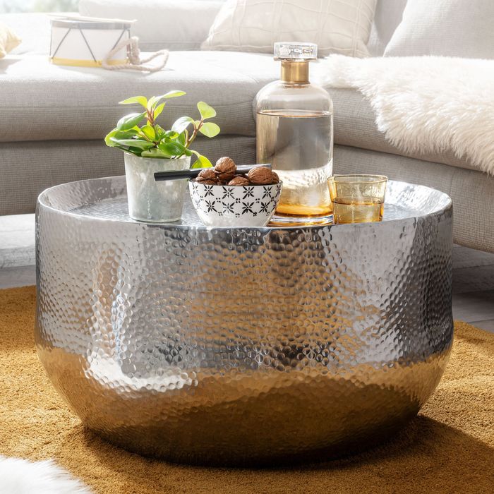 Couchtisch FineBuy Sofatisch Metall 60x60x35 cm Wohnzimmertisch Rund Tisch Klein
