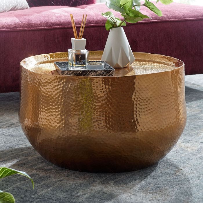 Couchtisch FineBuy Sofatisch Metall 60x60x35 cm Wohnzimmertisch Rund Tisch Klein