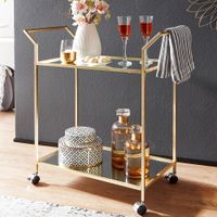 Servierwagen FineBuy Teewagen Gold Beistelltisch Rollen Speisewagen Glas Metall – Ansicht 1