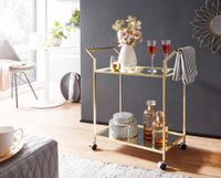 Servierwagen FineBuy Teewagen Gold Beistelltisch Rollen Speisewagen Glas Metall – Ansicht 2