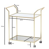 Servierwagen FineBuy Teewagen Gold Beistelltisch Rollen Speisewagen Glas Metall – Ansicht 3