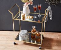 Servierwagen FineBuy Teewagen Gold Beistelltisch Rollen Speisewagen Glas Metall – Ansicht 4