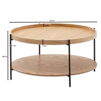 Couchtisch Rund 80cm Skandinavisches Eiche Design Wohnzimmertisch mit Ablage – Ansicht 3