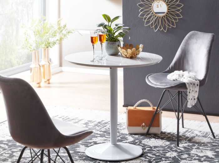FineBuy Esstisch Rund 75x75x74 cm Kleiner Küchentisch Weiß Hochglanz, Runder Esszimmertisch 2 Personen, Moderner Frühstückstisch Küche, Tisch Esszimmer Klein 4251757706684