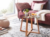 Couchtisch FineBuy Wohnzimmertisch Holz Glas Sofatisch Tisch Wohnzimmer Rund – Ansicht 2