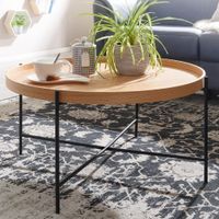 Couchtisch Rund 80cm Skandinavisches Eiche Design Wohnzimmertisch Kreuzgestell – Ansicht 1