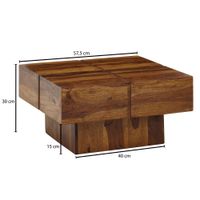 Couchtisch FineBuy Sofatisch Massivholz 57,5x57,5x30 cm Wohnzimmertisch Tisch – Ansicht 3
