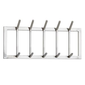 FB76004 FineBuy Wandgarderobe Metall Silber 65x30x10 cm Design Flurgarderobe Stahl, Hakenleiste Wandpaneel, Garderobe Wand, Garderobenleiste Flur