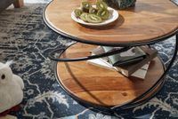 FineBuy Couchtisch Sheesham Massivholz rund Ø 58 cm Wohnzimmertisch Holz Metall – Ansicht 4