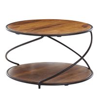 FineBuy Couchtisch Sheesham Massivholz rund Ø 58 cm Wohnzimmertisch Holz Metall – Ansicht 6