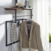 Wandgarderobe FineBuy Hakenleiste Holz Metall 60 cm Garderobe mit Ablage Flur – Ansicht 1