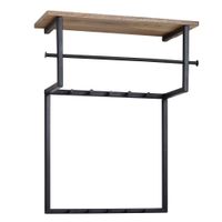 Wandgarderobe FineBuy Hakenleiste Holz Metall 60 cm Garderobe mit Ablage Flur – Ansicht 6