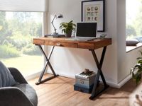 Schreibtisch FineBuy Bürotisch 120x55 cm Massivholz Metall Computertisch Tisch – Ansicht 2