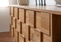 TV-Board Kommode 160cm MDF Eiche Dekor Design Front Lowboard mit 2 Türen Fernsehschrank – Ansicht 4