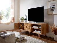 TV-Board Kommode 160cm MDF Eiche Dekor Design Front Lowboard mit 2 Türen Fernsehschrank – Ansicht 2