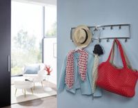 Wandgarderobe FineBuy Garderobe Metall Stahl Silber Flur Hakenleiste Paneel – Ansicht 2