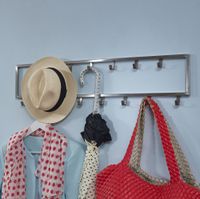 Wandgarderobe FineBuy Garderobe Metall Stahl Silber Flur Hakenleiste Paneel – Ansicht 1