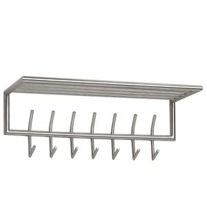 FB76204 FineBuy Wandgarderobe Metall Silber 74,5x39x19,5 cm Flurgarderobe mit Ablage, Design Hakenleiste Wandpaneel Stahl, Garderobe Wand mit Hutablage, Garderobenleiste Flur 4251757708268