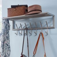 Wandgarderobe FineBuy Garderobe Metall 74,5cm Silber Flur Hakenleiste mit Ablage – Ansicht 1