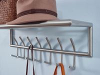 Wandgarderobe FineBuy Garderobe Metall 74,5cm Silber Flur Hakenleiste mit Ablage – Ansicht 4