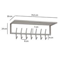 Wandgarderobe FineBuy Garderobe Metall 74,5cm Silber Flur Hakenleiste mit Ablage – Ansicht 3