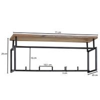 Wandgarderobe FineBuy Hakenleiste Holz Metall 71 cm Garderobe mit Ablage Flur – Ansicht 3