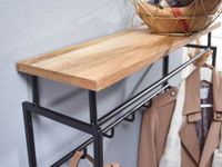 Wandgarderobe FineBuy Hakenleiste Holz Metall 71 cm Garderobe mit Ablage Flur – Ansicht 5