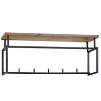 Wandgarderobe FineBuy Hakenleiste Holz Metall 71 cm Garderobe mit Ablage Flur – Ansicht 6