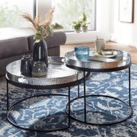Couchtisch FineBuy Set Metall Tabletttisch Sofatisch Beistelltisch Tisch Rund – Ansicht 1