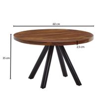 Couchtisch Sheesham Massivholz rund Ø60cm Wohnzimmertisch Metallbeine Industrial – Ansicht 3